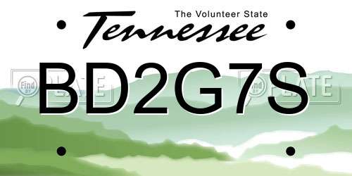 BD2G7S Tennessee License Plate