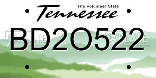 BD2O522 Tennessee License Plate