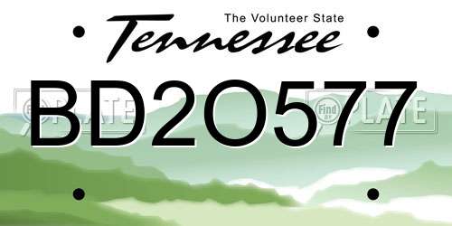 BD2O577 Tennessee License Plate
