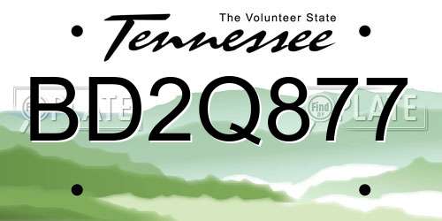 BD2Q877 Tennessee License Plate