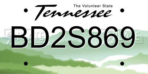 BD2S869 Tennessee License Plate