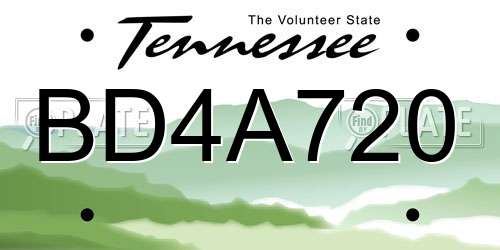 BD4A720 Tennessee License Plate