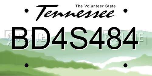 BD4S484 Tennessee License Plate