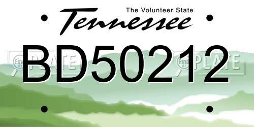 BD50212 Tennessee License Plate