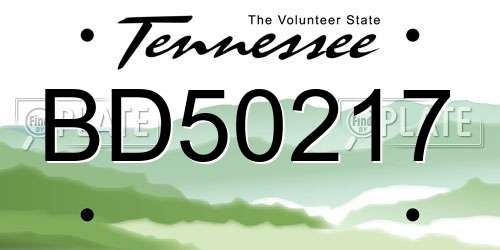 BD50217 Tennessee License Plate