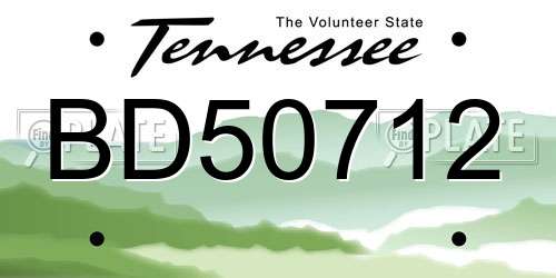 BD50712 Tennessee License Plate