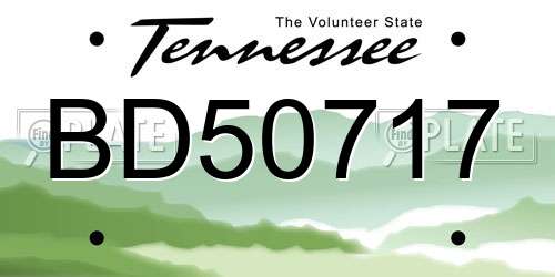 BD50717 Tennessee License Plate