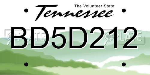 BD5D212 Tennessee License Plate