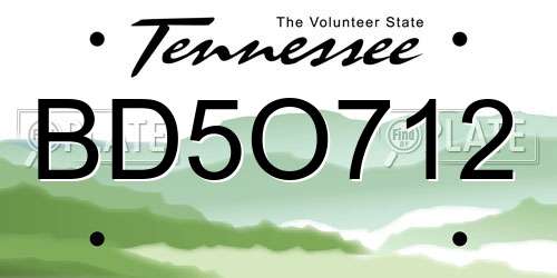 BD5O712 Tennessee License Plate