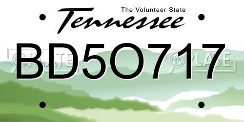 BD5O717 Tennessee License Plate