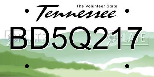 BD5Q217 Tennessee License Plate