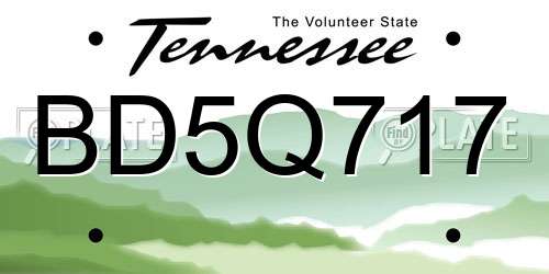 BD5Q717 Tennessee License Plate