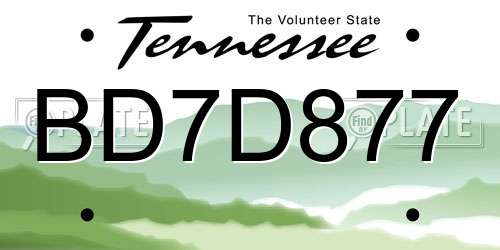 BD7D877 Tennessee License Plate