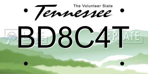 BD8C4T Tennessee License Plate