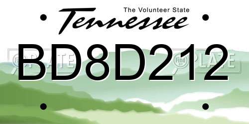 BD8D212 Tennessee License Plate