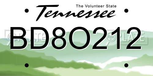 BD8O212 Tennessee License Plate