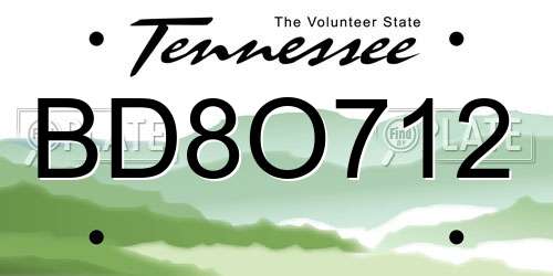 BD8O712 Tennessee License Plate