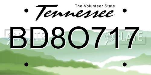 BD8O717 Tennessee License Plate