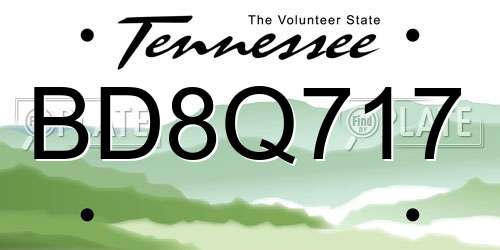 BD8Q717 Tennessee License Plate