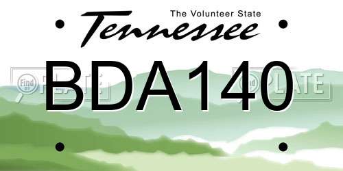 BDA140 Tennessee License Plate
