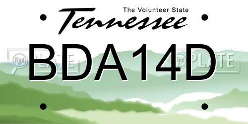 BDA14D Tennessee License Plate