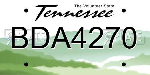 BDA4270 Tennessee License Plate
