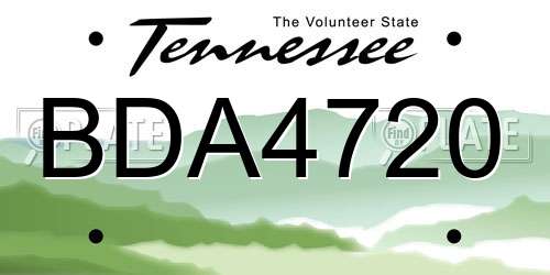 BDA4720 Tennessee License Plate