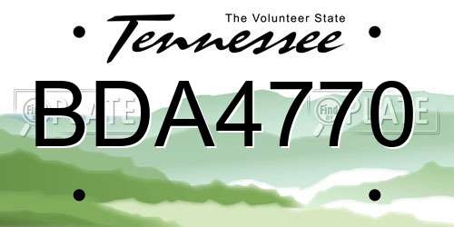 BDA4770 Tennessee License Plate