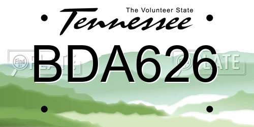 BDA626 Tennessee License Plate
