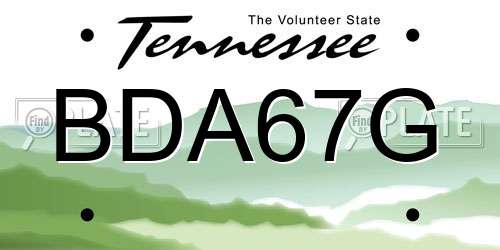 BDA67G Tennessee License Plate