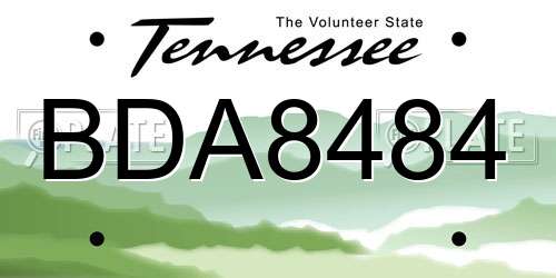 BDA8484 Tennessee License Plate