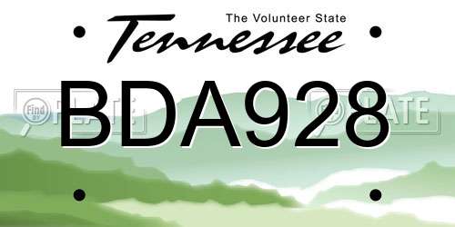BDA928 Tennessee License Plate