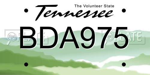 BDA975 Tennessee License Plate
