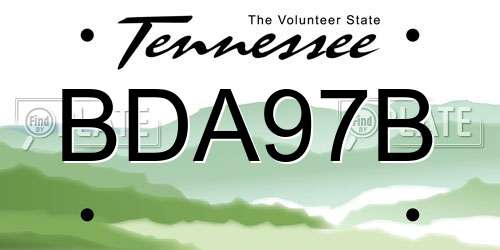 BDA97B Tennessee License Plate