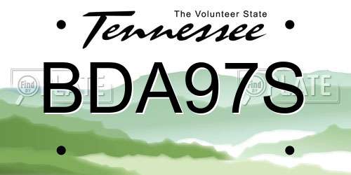 BDA97S Tennessee License Plate
