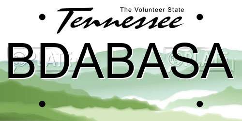 BDABASA Tennessee License Plate