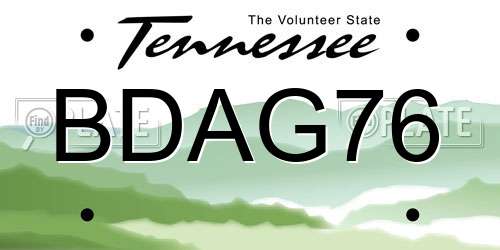 BDAG76 Tennessee License Plate