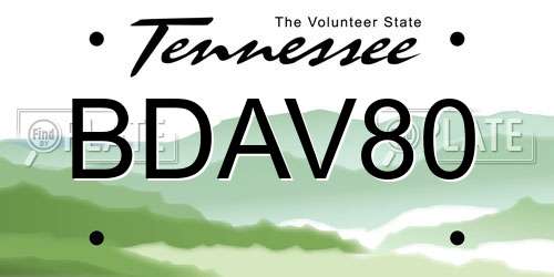 BDAV80 Tennessee License Plate