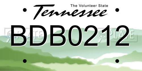 BDB0212 Tennessee License Plate