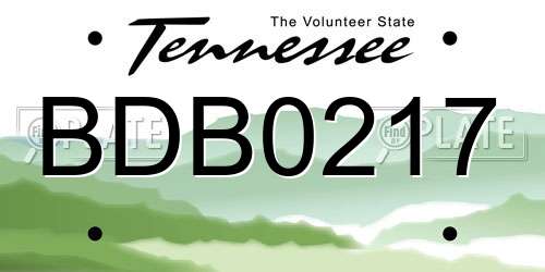 BDB0217 Tennessee License Plate