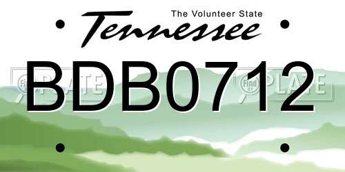 BDB0712 Tennessee License Plate