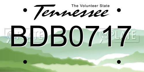 BDB0717 Tennessee License Plate