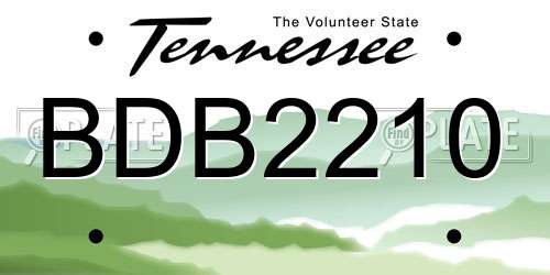 BDB2210 Tennessee License Plate