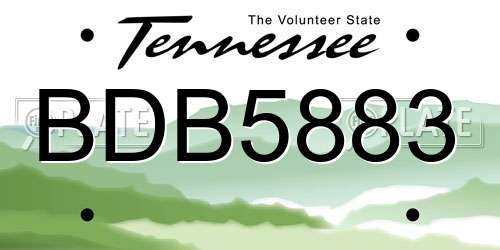 BDB5883 Tennessee License Plate
