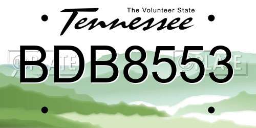 BDB8553 Tennessee License Plate