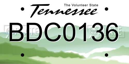 BDC0136 Tennessee License Plate