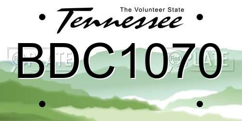 BDC1070 Tennessee License Plate