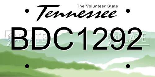 BDC1292 Tennessee License Plate