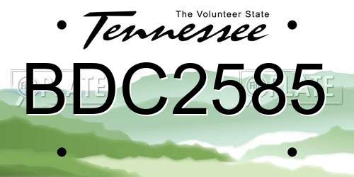 BDC2585 Tennessee License Plate