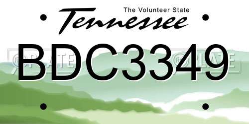 BDC3349 Tennessee License Plate
